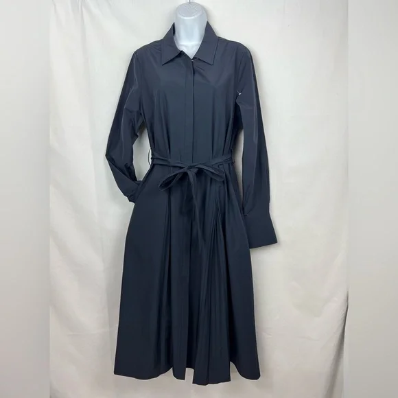 DEREK LAM 10 CROSBY stunning Annette Pleated Shirtdress - Navy 69% off retail - Picture 4 of 13